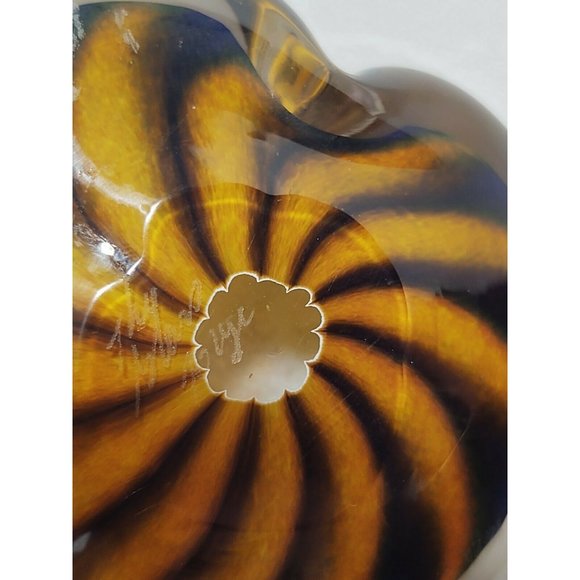 The Glass Forge Hand Blown Glass Signed Heart Paperweight 3.5"x4" - Picture 5 of 5